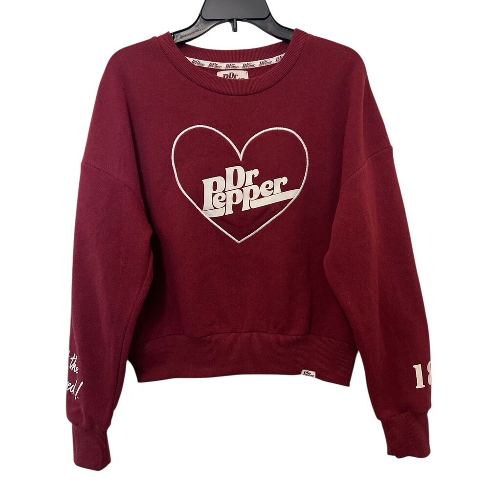 DR PEPPER Maroon Sweatshirt Embroidered Heart Limited Edition Women's Medium NWT